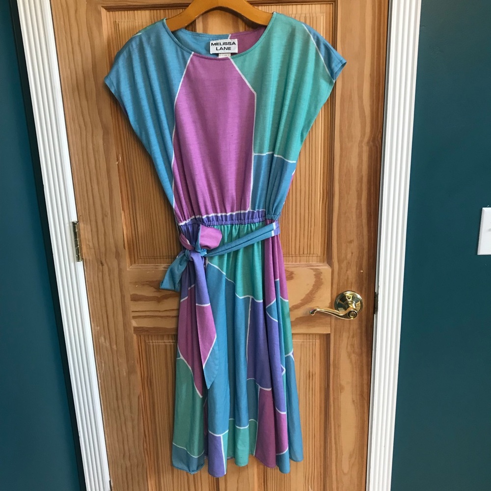 Vintage color block midi dress